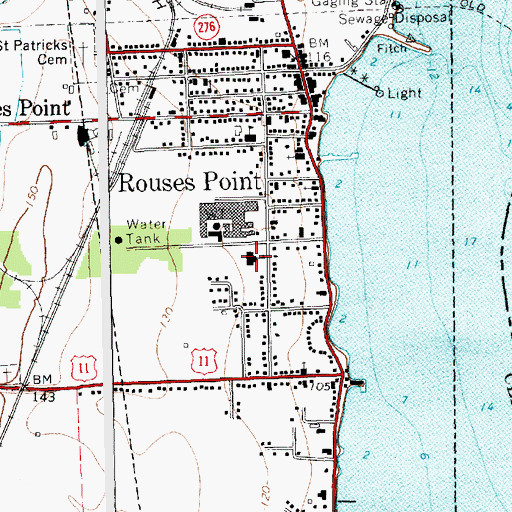 Topographic Map of Rouses Point Elementary School, NY