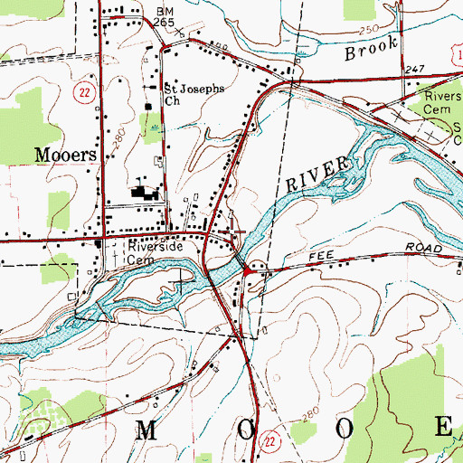 Topographic Map of Mooers United Methodist Church, NY