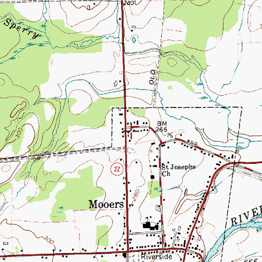 Topographic Map of Mooers Wesleyan Church, NY