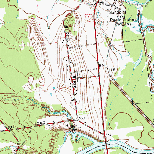 Topographic Map of Peru Church of God, NY
