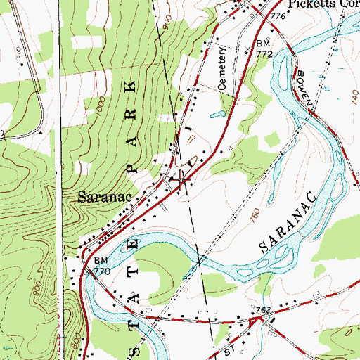 Topographic Map of Saranac United Methodist Church, NY