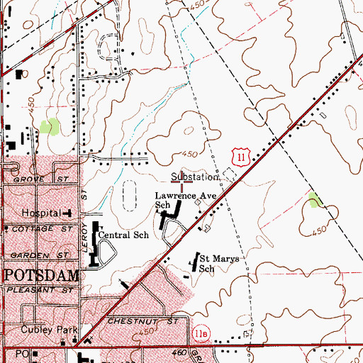 Topographic Map of A A Kingston Middle School, NY