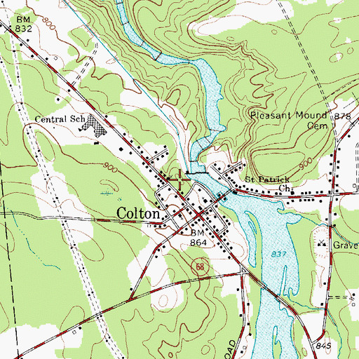 Topographic Map of Colton Wesleyan Church, NY
