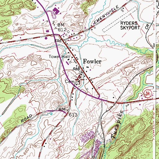 Topographic Map of Fowler Baptist Church, NY