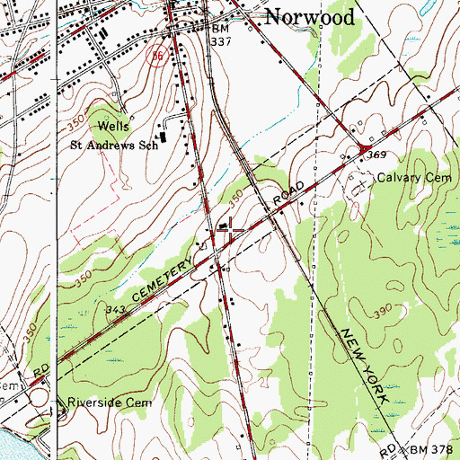 Topographic Map of Norwood Free Methodist Church, NY