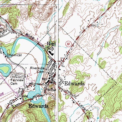 Topographic Map of Hepburn Library of Edwards, NY