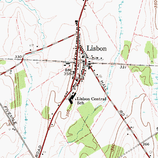 Topographic Map of Hepburn Library of Lisbon, NY