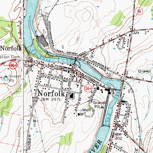 Topographic Map of Hepburn Library of Norfolk, NY