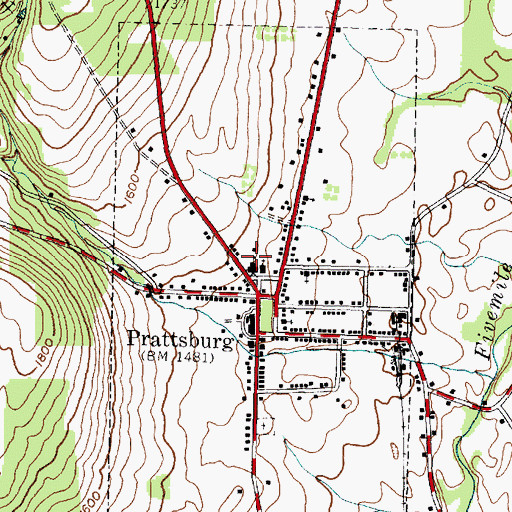 Topographic Map of Prattsburgh Central School, NY