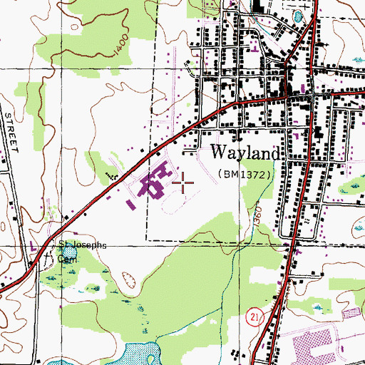 Topographic Map of Wayland Elementary School, NY