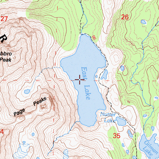 Topographic Map of East Lake, CA