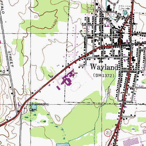 Topographic Map of Wayland - Cohocton Middle School, NY