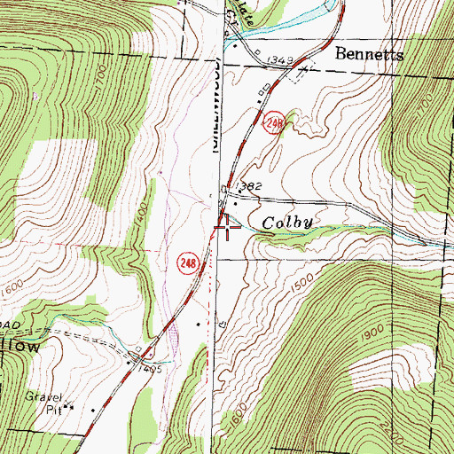 Topographic Map of Bennetts Creek Bible Church, NY