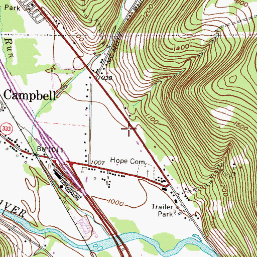 Topographic Map of Campbell Alliance Church, NY