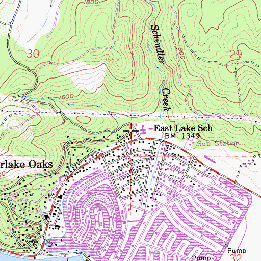 Topographic Map of East Lake Elementary School, CA