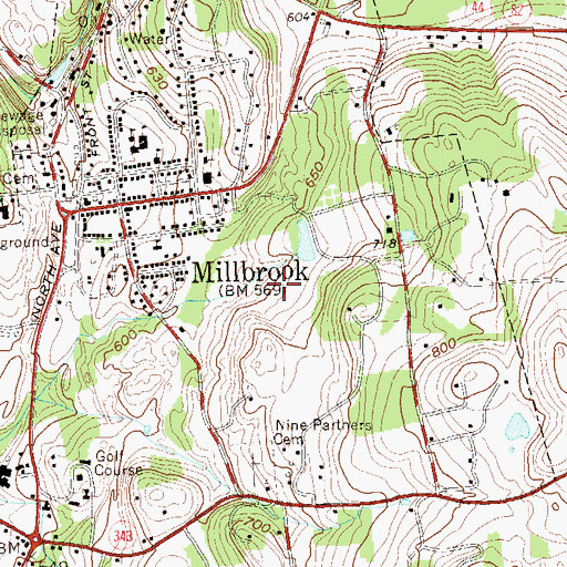 Topographic Map of Millbrook Middle School, NY