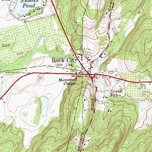 Topographic Map of Memorial Lutheran Church, NY