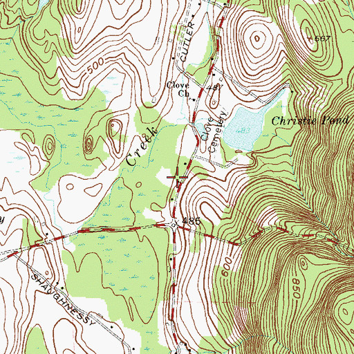 Topographic Map of Clove Valley Alliance Church, NY