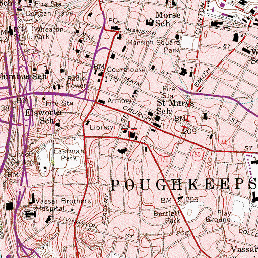 Topographic Map of Mount Olive Fire Baptized Holiness Church, NY