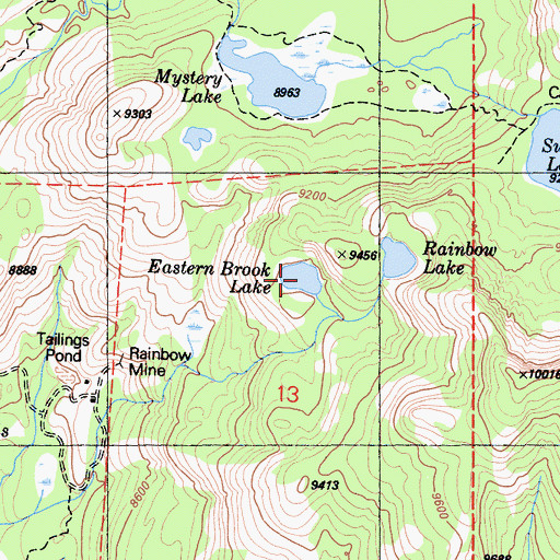 Topographic Map of Eastern Brook Lake, CA