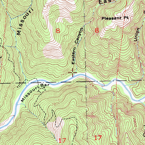 Topographic Map of Eastern Canyon, CA
