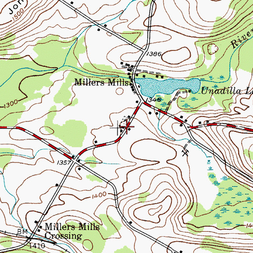 Topographic Map of Millers Mills Community Baptist Church, NY