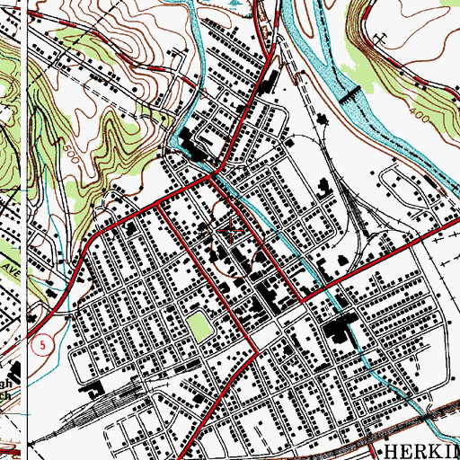 Topographic Map of Reformed Church of Herkimer, NY