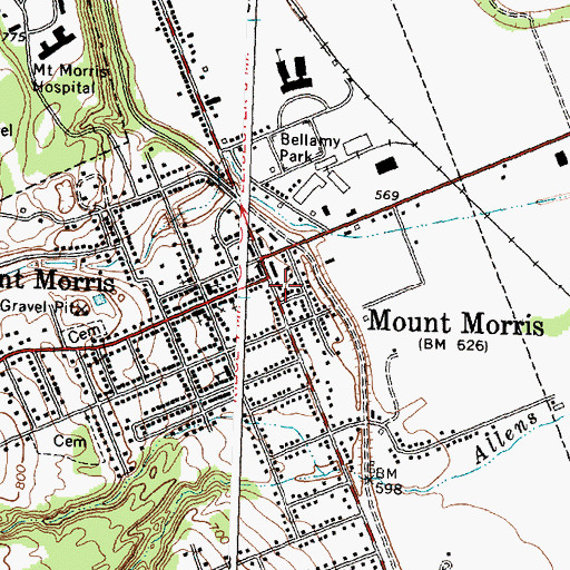 Topographic Map of Elim Gospel Church of Mount Morris, NY