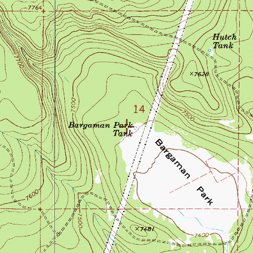Topographic Map of Bargaman Park Tank, AZ