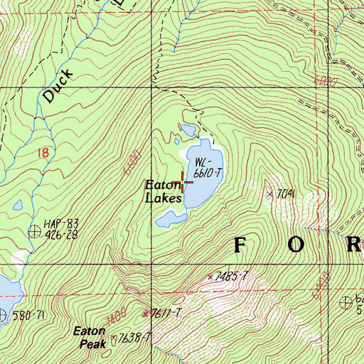Topographic Map of Eaton Lakes, CA