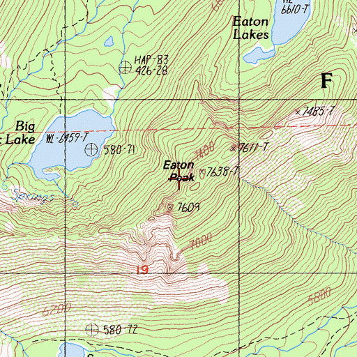 Topographic Map of Eaton Peak, CA