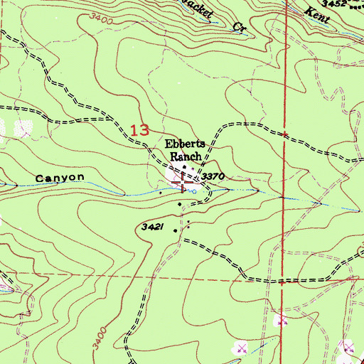 Topographic Map of Ebberts Ranch, CA
