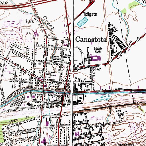 Topographic Map of Peterboro Street Elementary School, NY