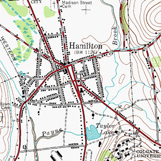 Topographic Map of First Baptist Church, NY