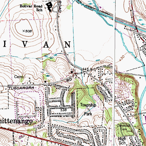 Topographic Map of First Baptist Church of Chittenango, NY