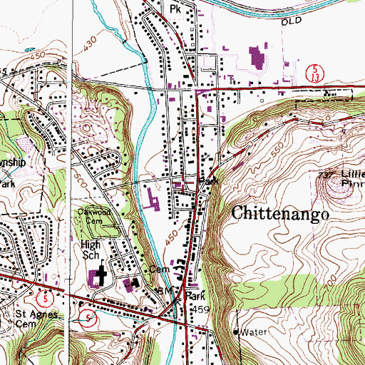 Topographic Map of First Presbyterian Church, NY