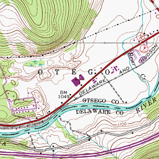 Topographic Map of Unatego Junior - Senior High School, NY