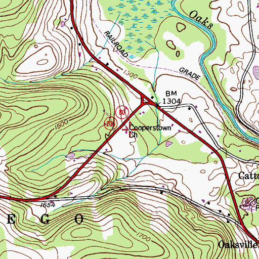 Topographic Map of Cooperstown Assembly of God, NY