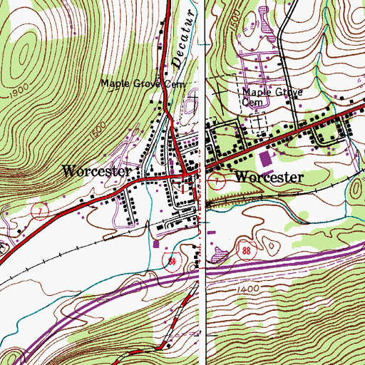Topographic Map of First Presbyterian Church, NY