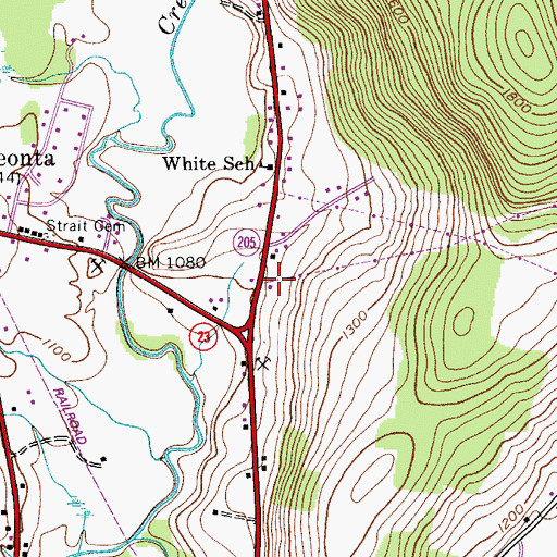 Topographic Map of Oneonta Seventh Day Adventist Church, NY