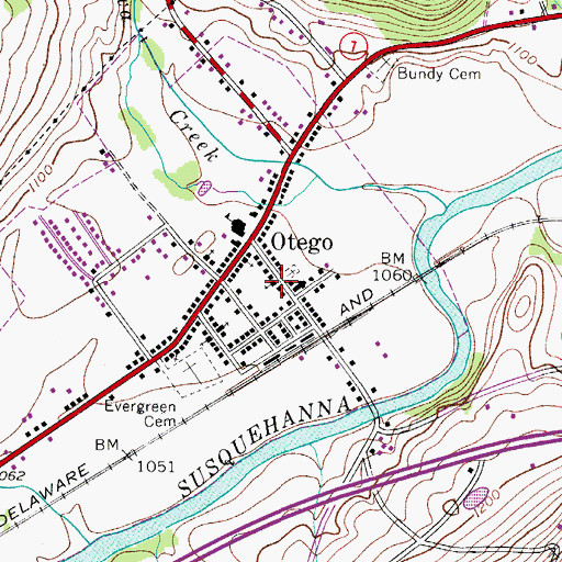 Topographic Map of Otego Presbyterian Church, NY