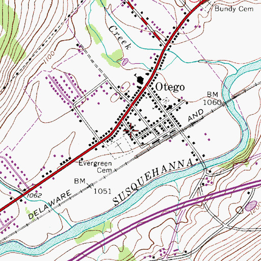 Topographic Map of Otego United Methodist Church, NY