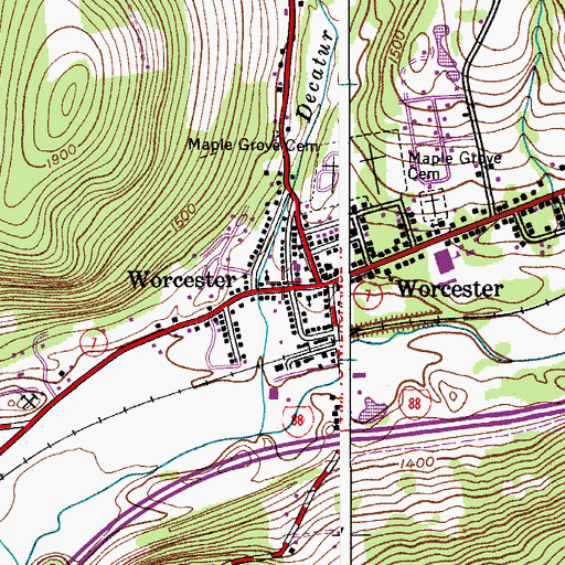Topographic Map of Second Baptist Church, NY