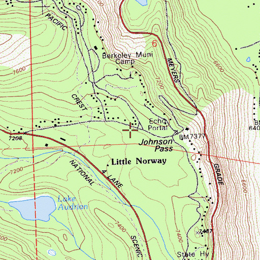 Topographic Map of Echo Portal, CA