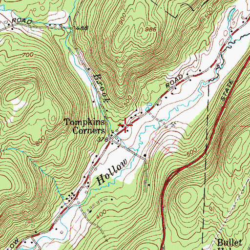 Topographic Map of Tompkins Corners Methodist Church, NY