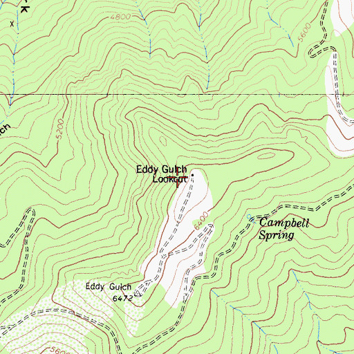 Topographic Map of Eddy Gulch Lookout, CA