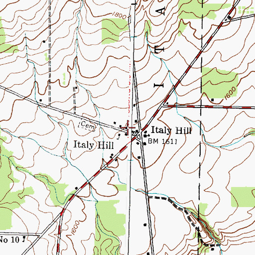 Topographic Map of Italy Hill Baptist Church, NY