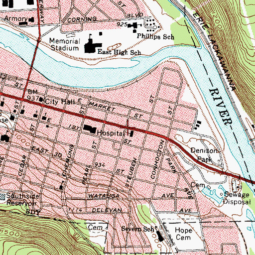 Topographic Map of Kingdom Hall of Jehovahs Witnesses, NY