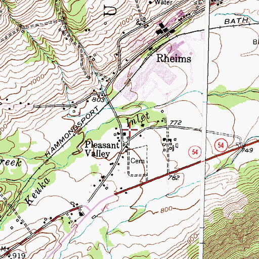 Topographic Map of Pleasant Valley Mennonite Church, NY