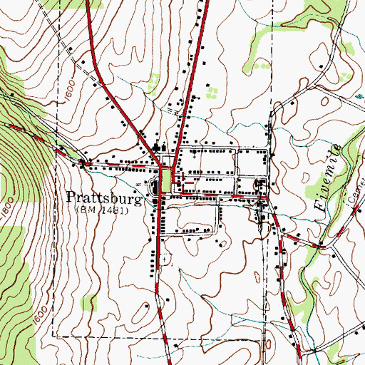 Topographic Map of Prattsburgh Baptist Church, NY